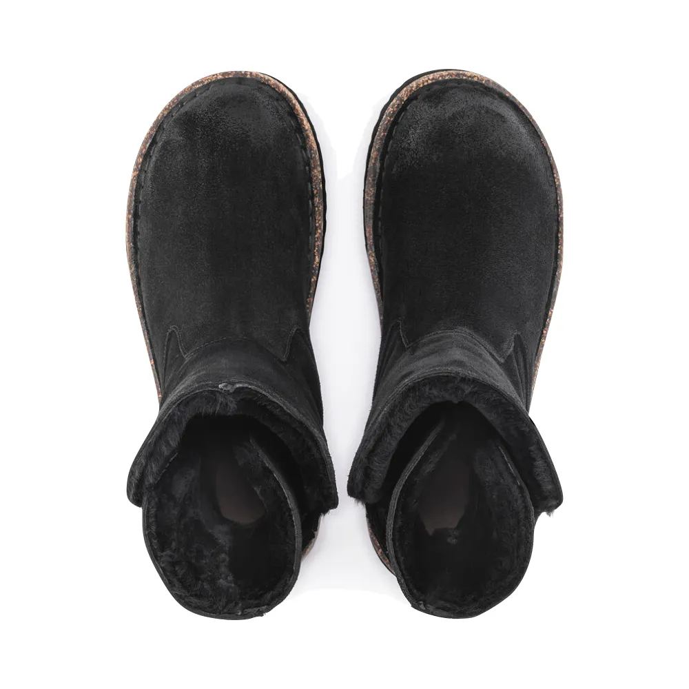 Optimized Title: Black Shearling Suede Leather Birkenstock Uppsala Pull-On Boot