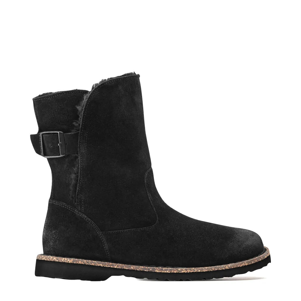 Optimized Title: Black Shearling Suede Leather Birkenstock Uppsala Pull-On Boot