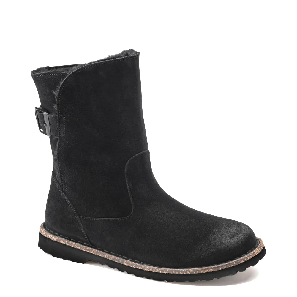 Optimized Title: Black Shearling Suede Leather Birkenstock Uppsala Pull-On Boot