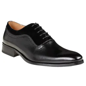 Gino Vitale Men's Lace Up Medallion Toe Dress Shoes