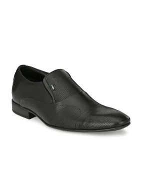 Hitz Men's Black Synthetic Slip-On Formal Shoes