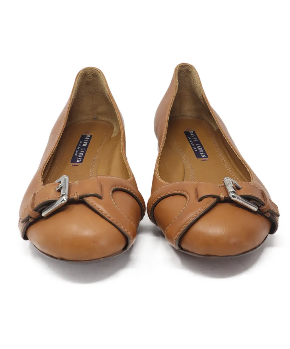 Ralph Lauren Tan Leather Flats sz 10