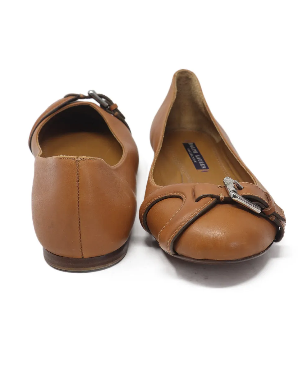 Ralph Lauren Tan Leather Flats sz 10